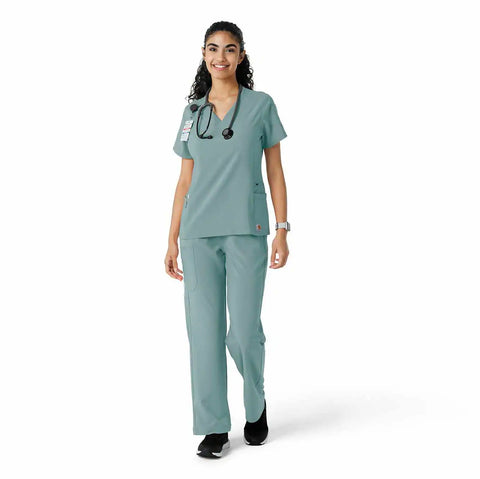 women's force cross-flex knit panel scrub top