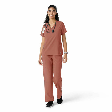 women's force cross-flex knit panel scrub top