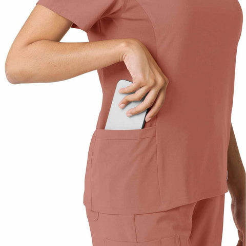 women's force cross-flex knit panel scrub top