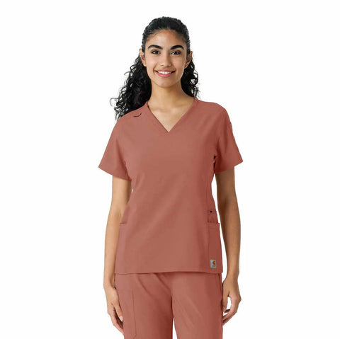 women's force cross-flex knit panel scrub top
