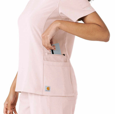 women's force cross-flex knit panel scrub top