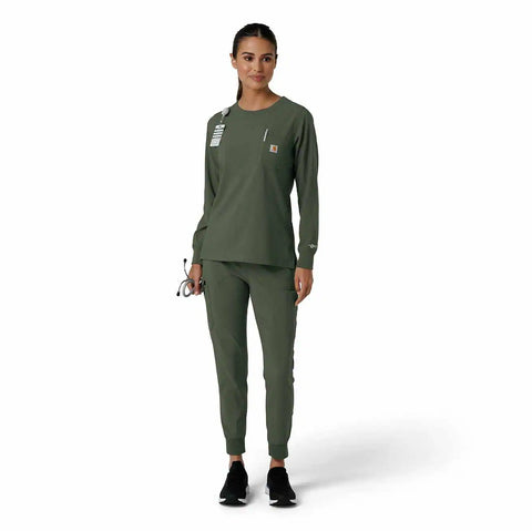 women's force cross-flex  crew neck long sleeve scrub top