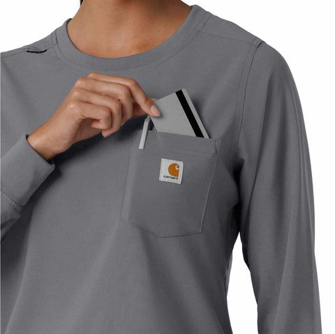 women's force cross-flex  crew neck long sleeve scrub top