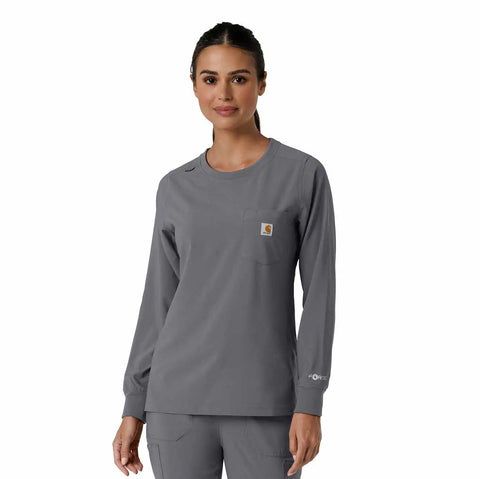 women's force cross-flex  crew neck long sleeve scrub top