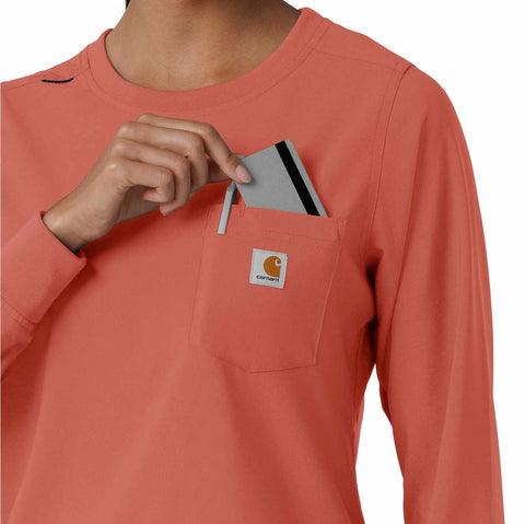 women's force cross-flex  crew neck long sleeve scrub top