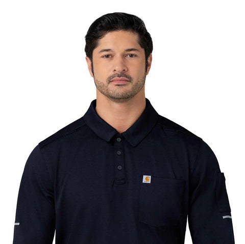 rugged flex® rscu heavyweight long sleeve polo scrub top