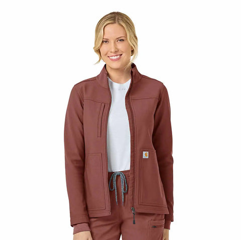 women's rugged flex® peak bonded fleece scrub jacket