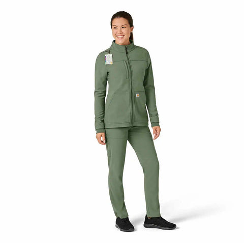 women's rugged flex® peak bonded fleece scrub jacket