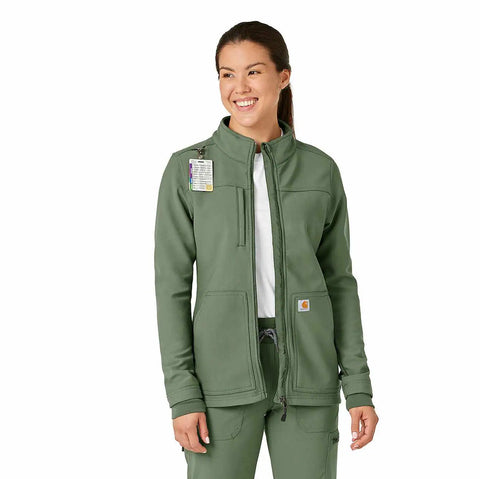 women's rugged flex® peak bonded fleece scrub jacket