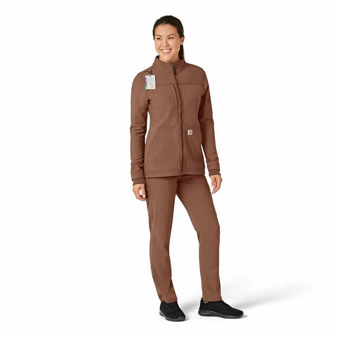 women's rugged flex® peak bonded fleece scrub jacket