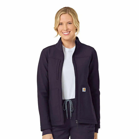 women's rugged flex® peak bonded fleece scrub jacket