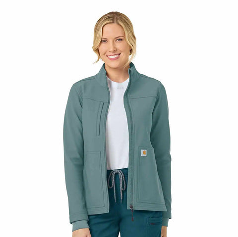 women's rugged flex® peak bonded fleece scrub jacket