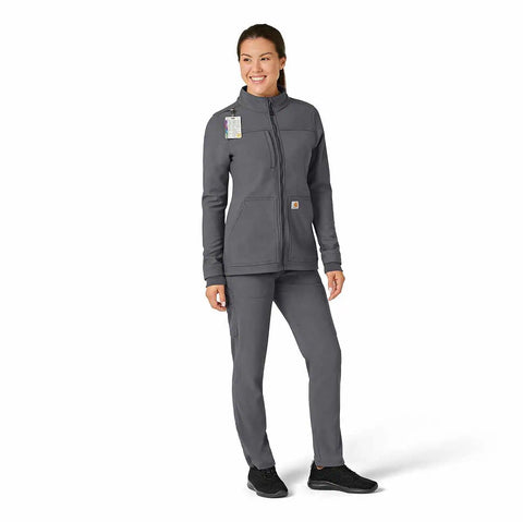 women's rugged flex® peak bonded fleece scrub jacket