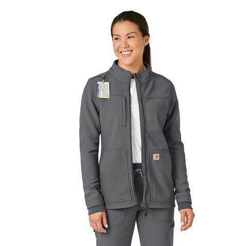 women's rugged flex® peak bonded fleece scrub jacket