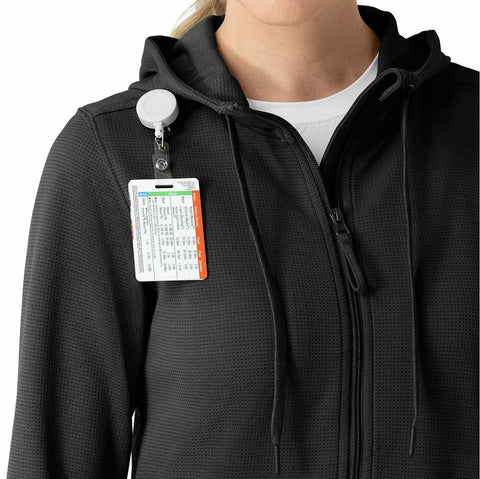 women's full zip waffle scrub hoodie