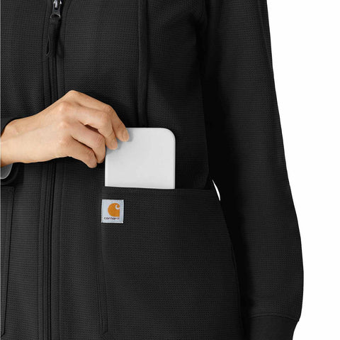 women's full zip waffle scrub hoodie