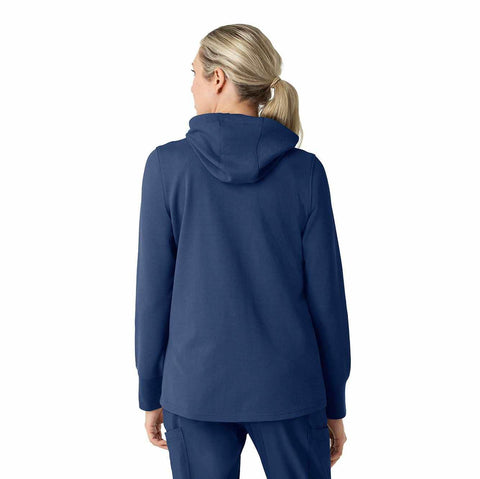 women's full zip waffle scrub hoodie