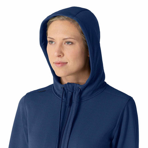 women's full zip waffle scrub hoodie