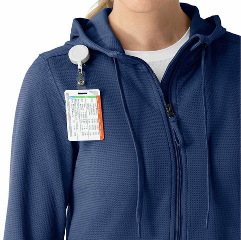 women's full zip waffle scrub hoodie