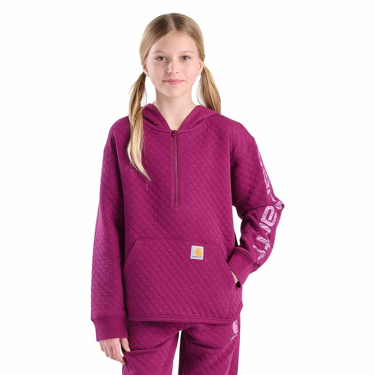 girls' long sleeve quilted jersey half-zip sweatshirt (child/youth)