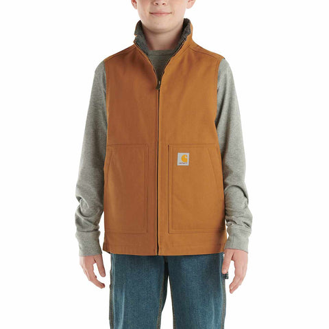 boys' zip-front canvas sherpa lined vest