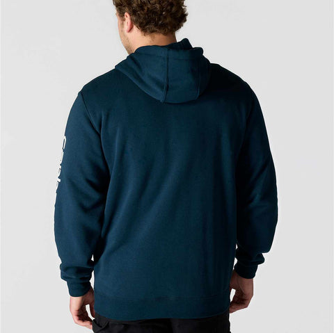 loose fit midweight logo sleeve graphic hoodie