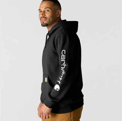 loose fit midweight logo sleeve graphic hoodie