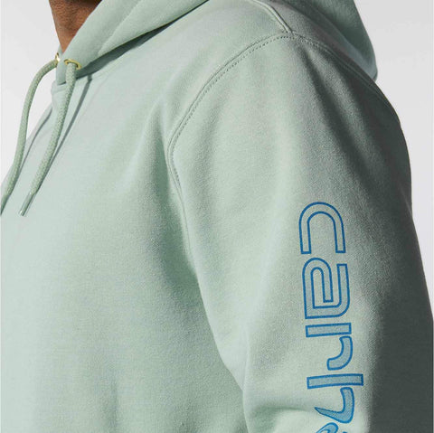 loose fit midweight logo sleeve graphic hoodie