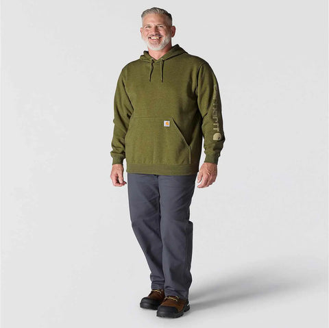 loose fit midweight logo sleeve graphic hoodie