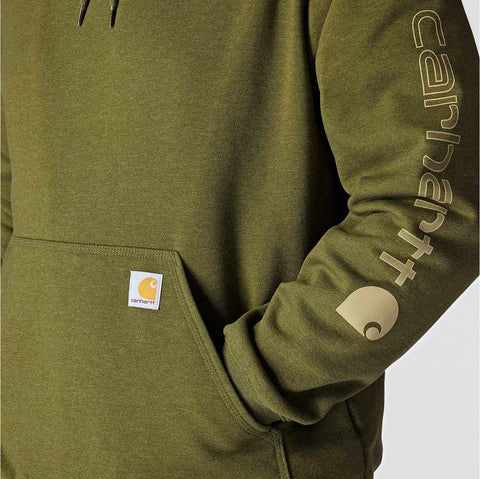 loose fit midweight logo sleeve graphic hoodie