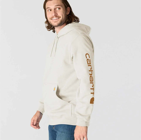 loose fit midweight logo sleeve graphic hoodie